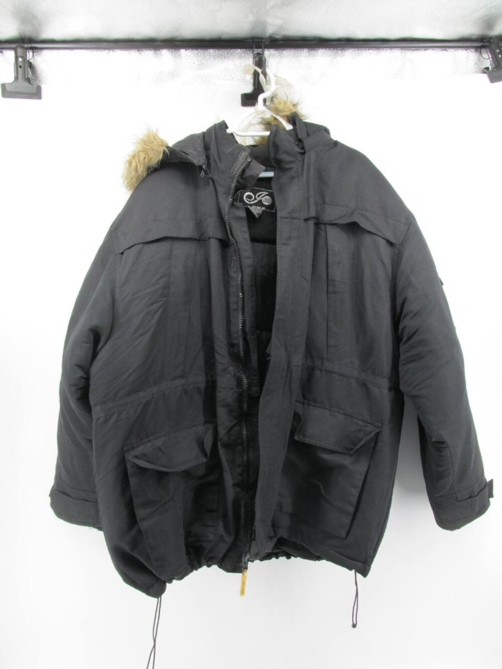 WOMENS MENS 2XL INDIGO 30 BLACK I 30 PARKA COAT FUR LINED HOOD 2XL UNISEX